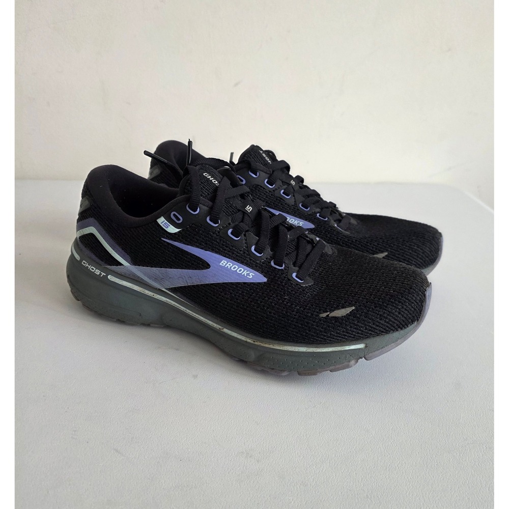 Brooks Ghost 15 Womens Running Shoes Black Lavender 1203801B011 Size 8.5